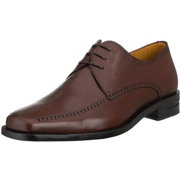 Mezlan Davinci Leather Oxfords Lace Up Dress Shoes Square Toe Spain Brown 7M - Picture 1 of 9